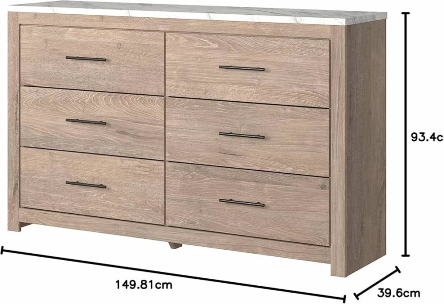Signature Design by Ashley Senniberg Modern Light Brown and White Dresser - Contemporary Bedroom Storage Furniture
