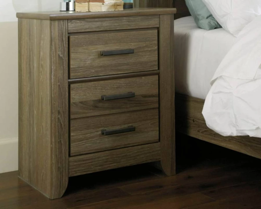 Signature Design by Ashley Trinell Rustic Nightstand with USB Charging, 2-Drawer Bedside Table, Warm Brown Finish, 29.65" Height