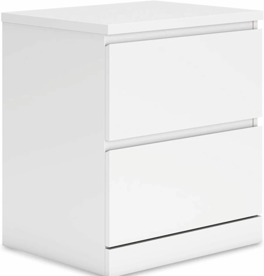 Signature Design by Ashley Onita Modern White Nightstand with 2 Drawers, 21.75 Inch Height