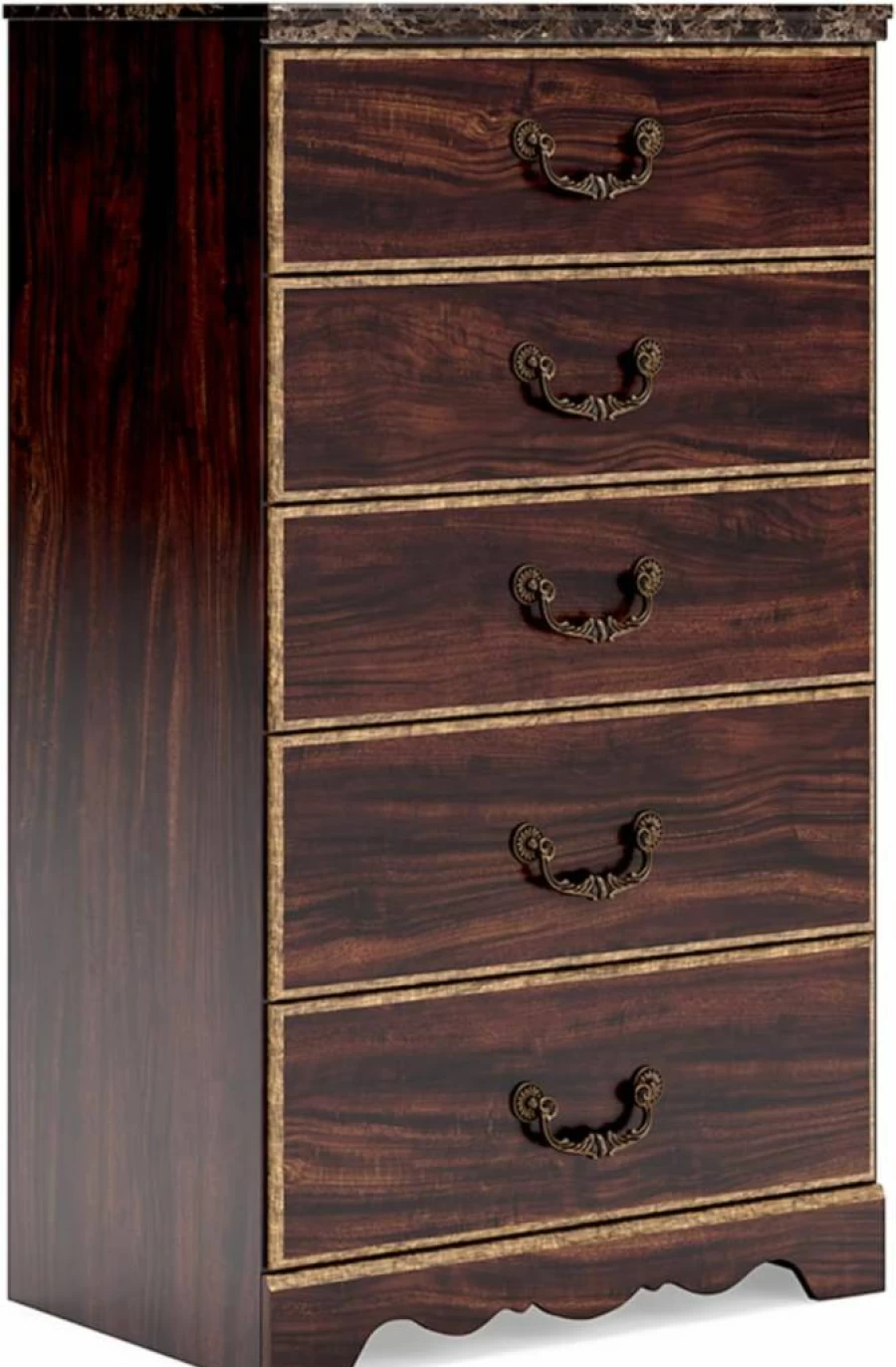 Signature Design by Ashley Glosmount 5-Drawer Chest with Safety Stop, Dark Brown & Yellow Traditional Dresser