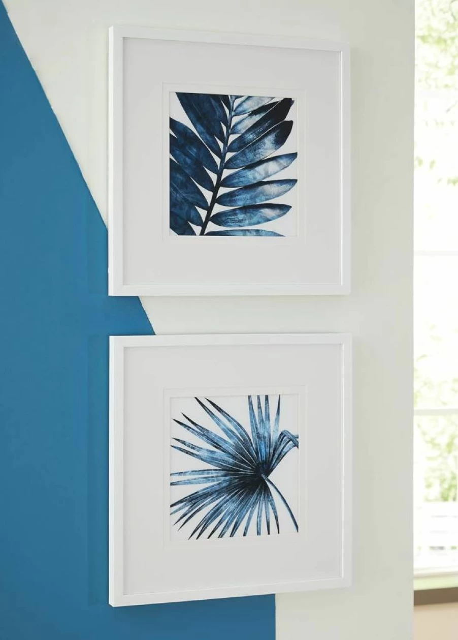 Signature Design by Ashley Breelen Contemporary Blue & White Wall Art Set, 2-Piece Framed Canvas Prints
