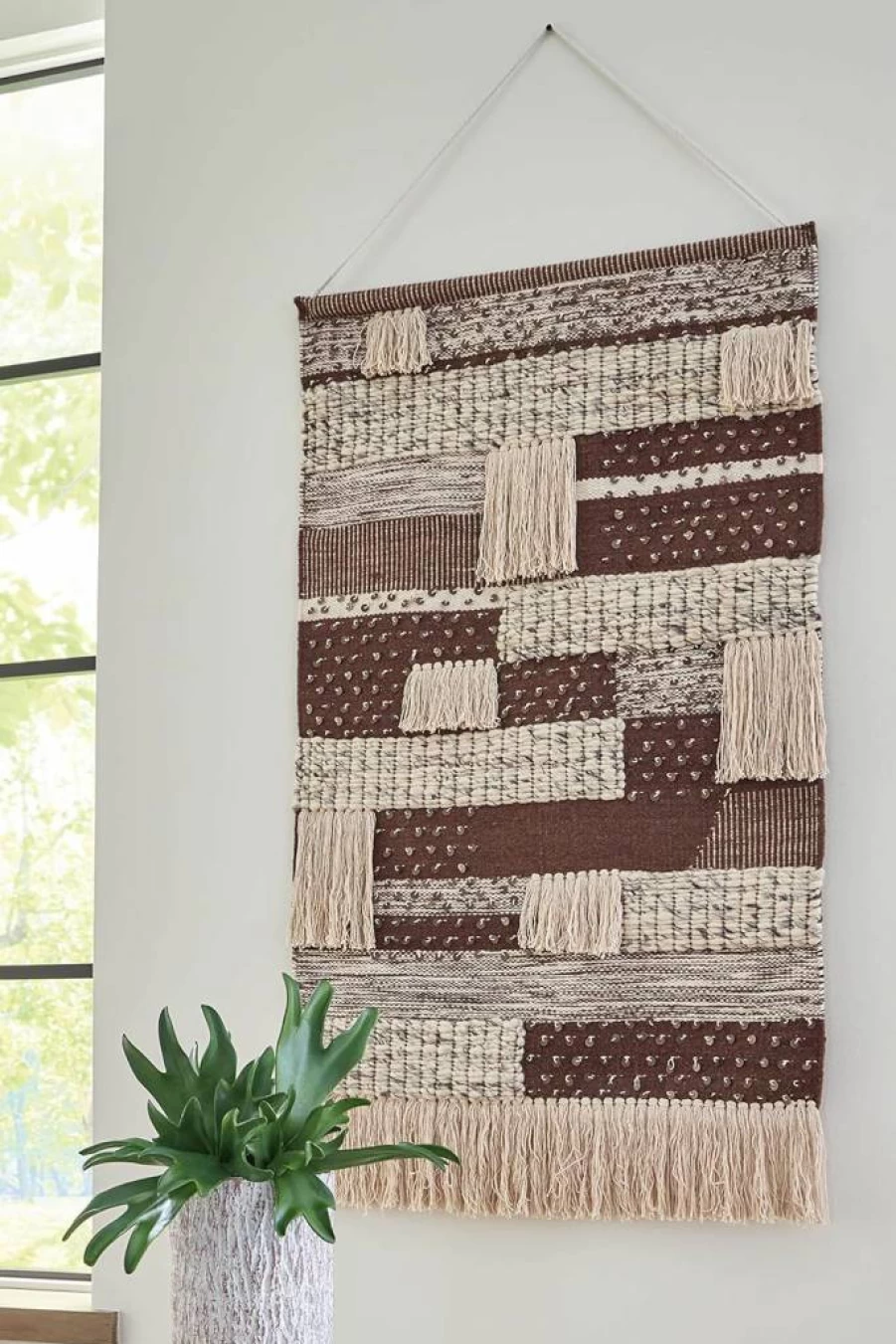 Signature Design by Ashley Kokerville Striped Polyester Tapestry Wall Art - Indoor/Outdoor Rectangle Decor in Dark Brown & Gray