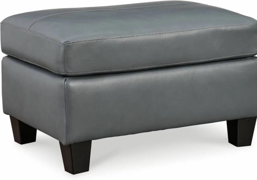 Signature Design by Ashley Genoa Modern Leather Storage Ottoman in Cream – Chic Contemporary Footrest Bench