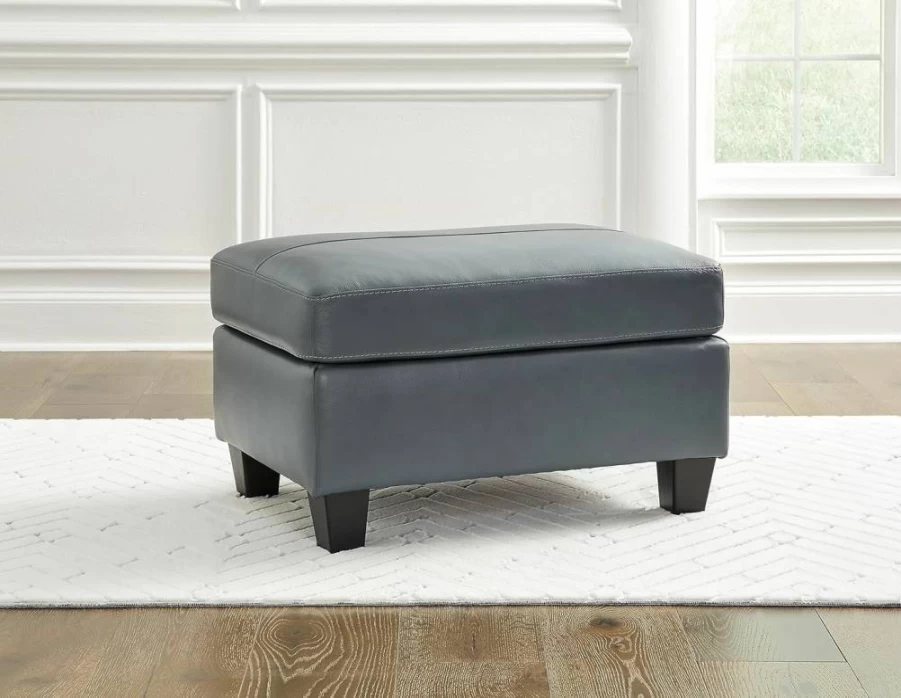 Signature Design by Ashley Genoa Modern Leather Storage Ottoman in Cream – Chic Contemporary Footrest Bench