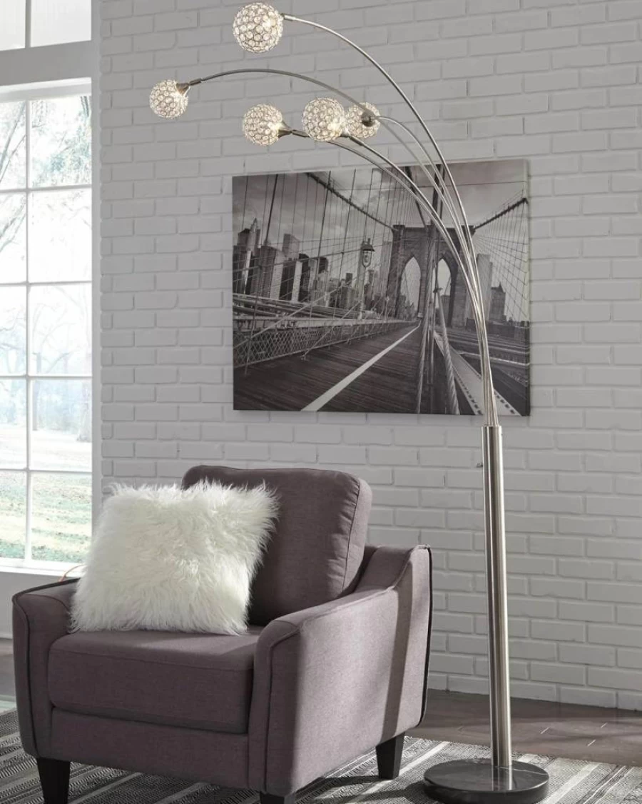 Signature Design by Ashley Winter Arc Floor Lamp in Silver - Modern Arc Lighting L725089