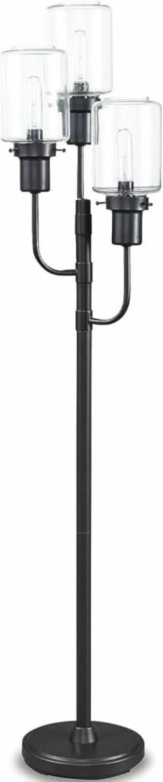 Signature Design by Ashley Jaak 60" Bronze Floor Lamp with 3 Glass Shades - Contemporary Modern Lighting