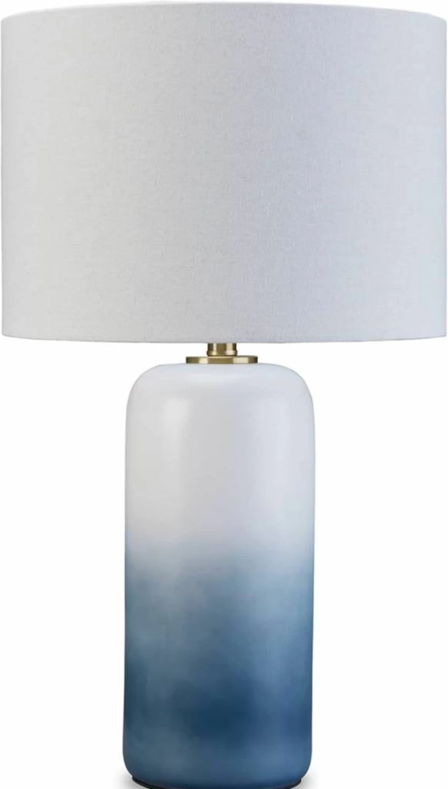 Signature Design by Ashley Lemrich 25.63" Coastal Ceramic Table Lamp - White & Blue Beach Style Decor