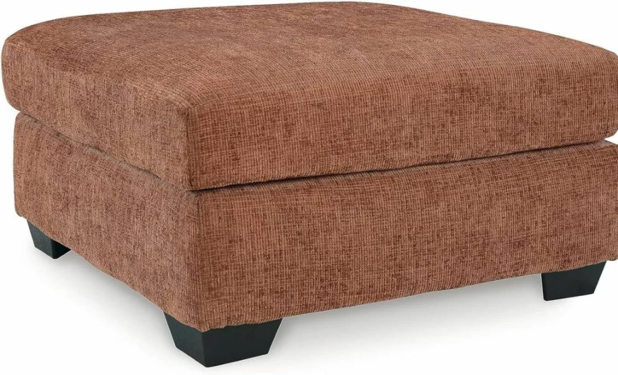 Signature Design by Ashley Aviemore Oversized Square Accent Ottoman in Orange for Living Room, Casual Modern Furniture