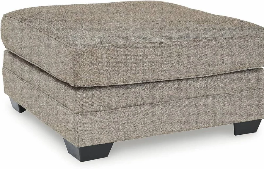 Signature Design by Ashley Cannonbrook Modern Square Oversized Storage Ottoman in Light Brown for Living Room