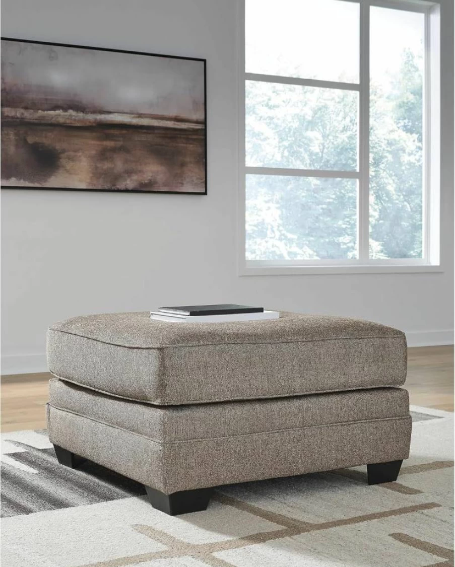 Signature Design by Ashley Cannonbrook Modern Square Oversized Storage Ottoman in Light Brown for Living Room