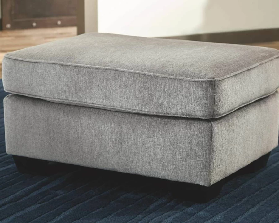 Signature Design by Ashley Altari Modern Light Gray Rectangular Accent Ottoman with Tufted Detail