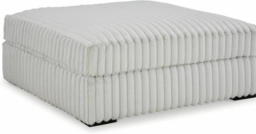 Signature Design by Ashley White Oversized Square Accent Ottoman - Upholstered Casual Stupendous Storage Footrest
