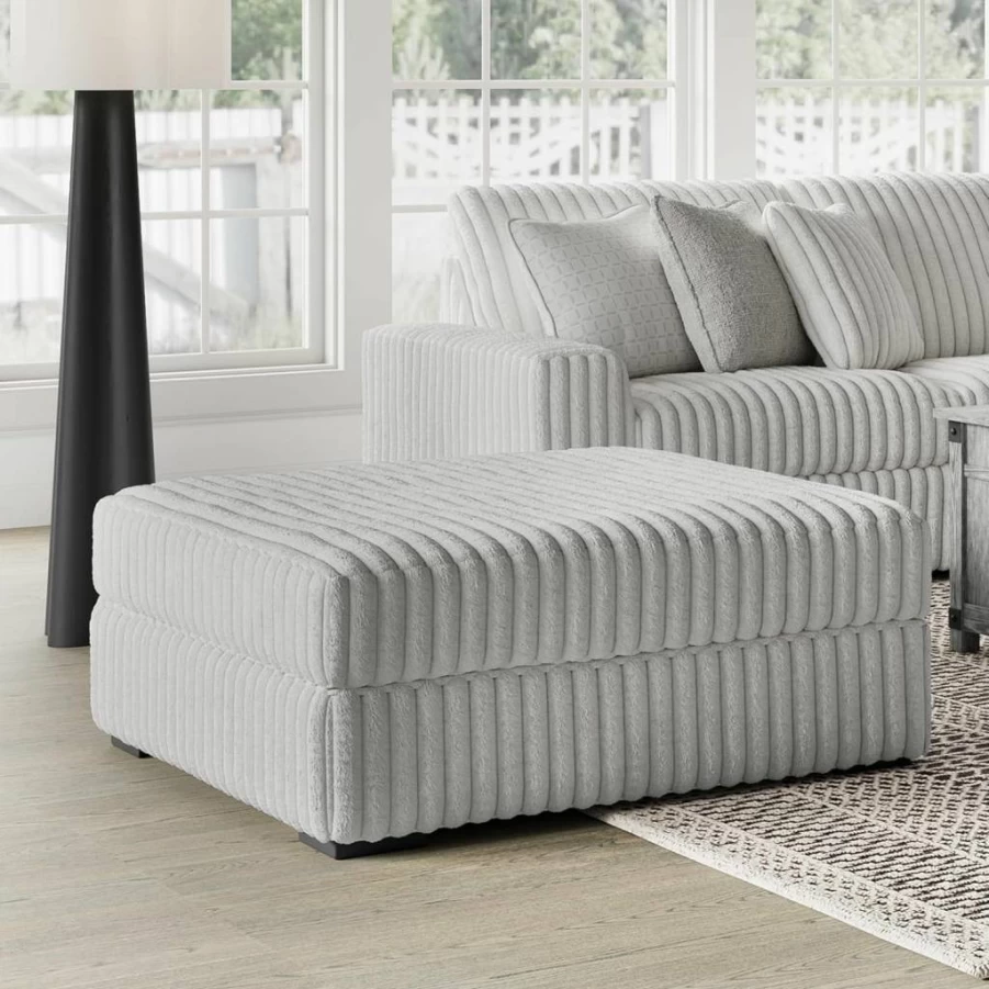 Signature Design by Ashley White Oversized Square Accent Ottoman - Upholstered Casual Stupendous Storage Footrest