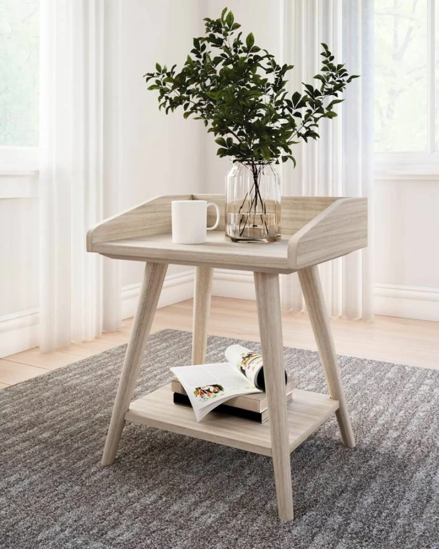Signature Design by Ashley Blariden Modern White Accent End Table - Stylish Living Room Side Table