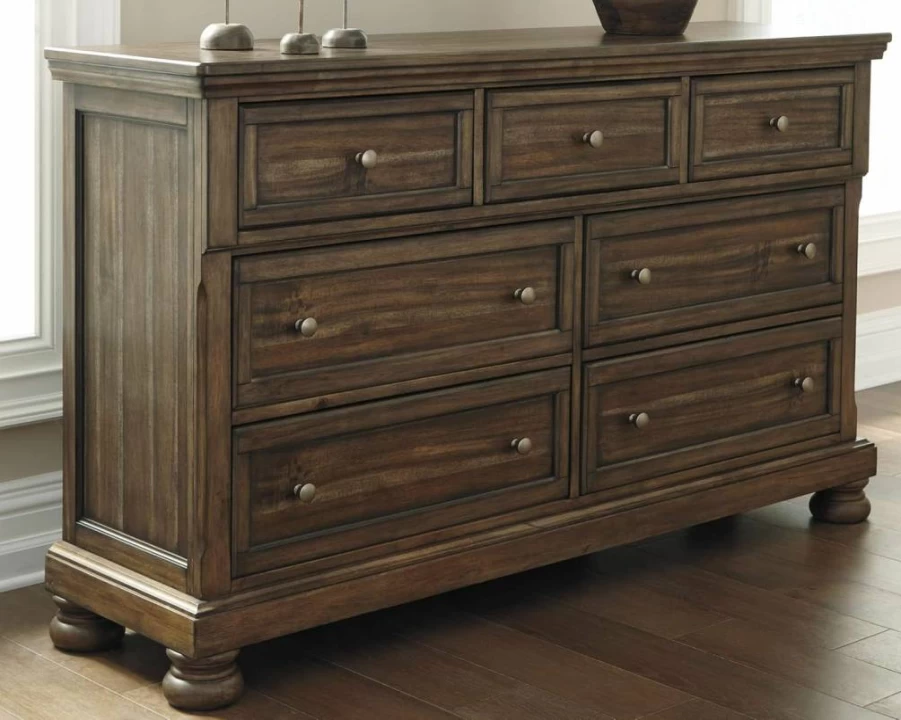 Signature Design by Ashley Paxberry Boho Whitewash 6-Drawer Dresser - Bohemian Style Chest of Drawers