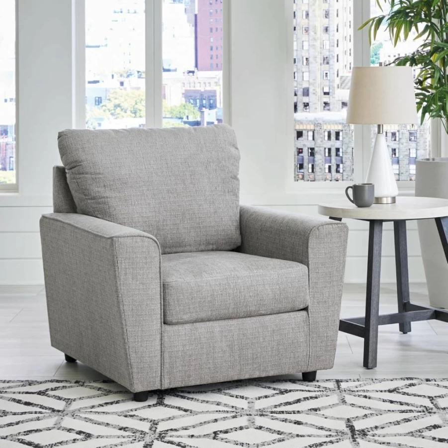 Signature Design by Ashley Stairatt Modern Square Upholstered Accent Chair in Gray Fabric