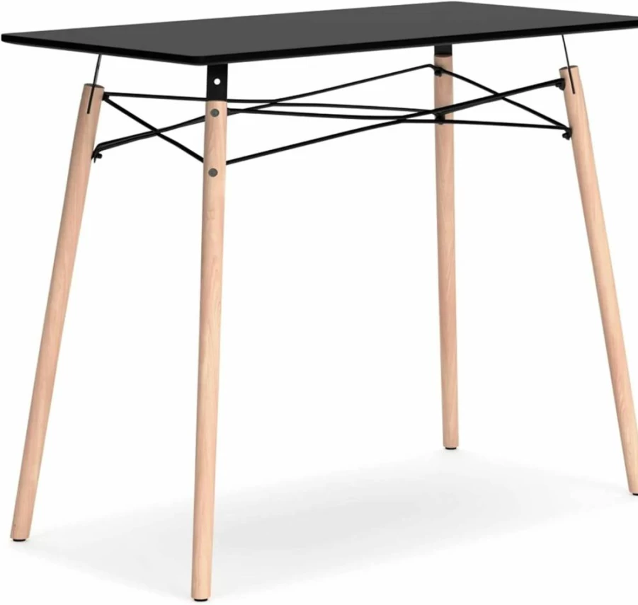 Signature Design by Ashley Jaspeni Industrial Home Office Desk - Modern Black & Light Brown Wood Writing Desk for Small Spaces