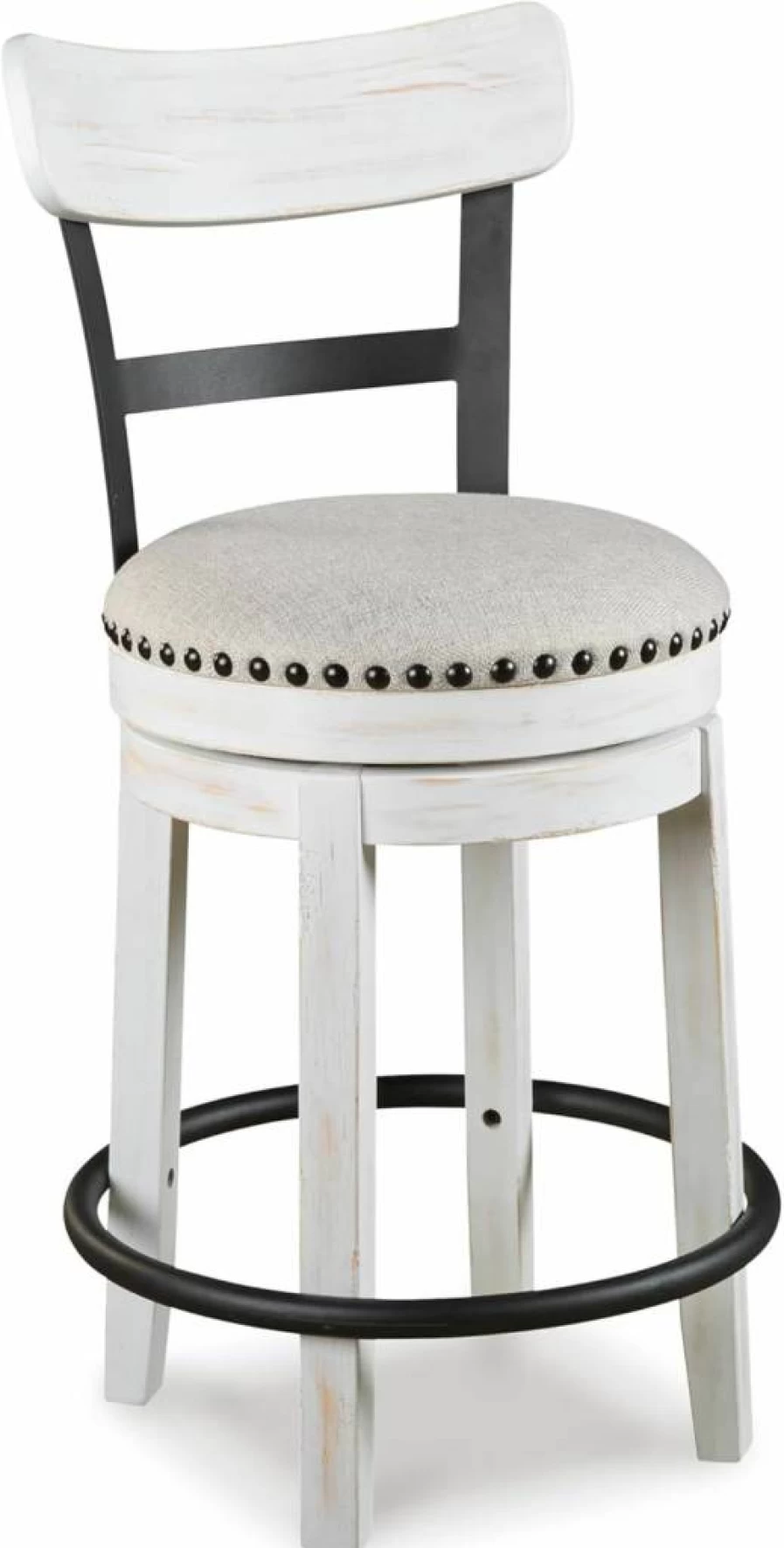 Signature Design by Ashley Valebeck 24.5" Rustic Farmhouse Counter Height Swivel Bar Stool - Brown Wooden Seat Kitchen Island Stool