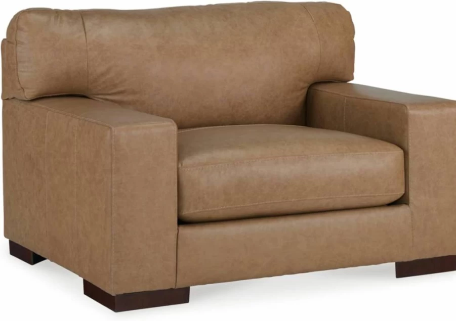 Signature Design by Ashley Lombardia Contemporary Oversized Leather Match Chair in Light Brown
