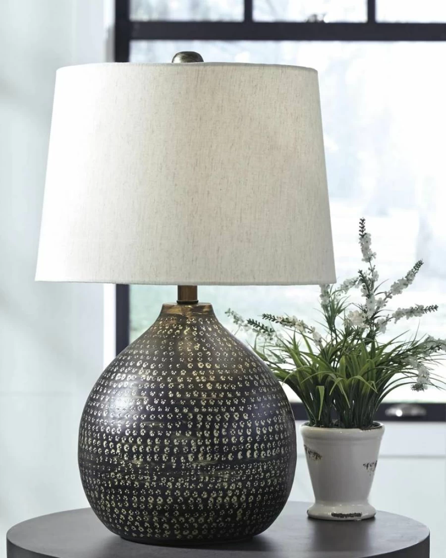 Signature Design by Ashley Maire 25" Modern Metal Table Lamp in Black & Gold Finish, Contemporary Lighting for Home & Office