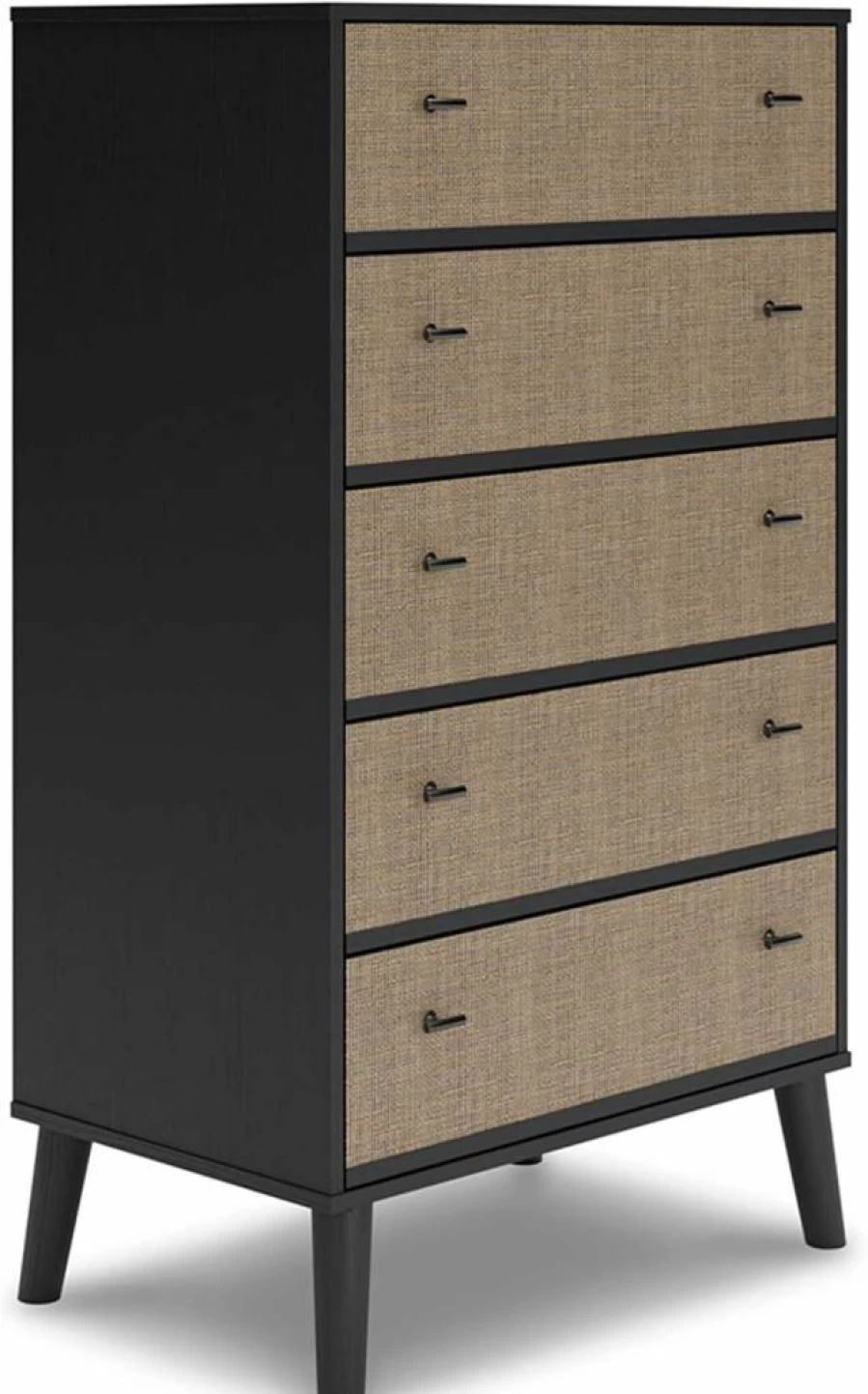 Signature Design by Ashley Charlang Modern 5-Drawer Dresser in Black & Light Brown Two-Tone Finish