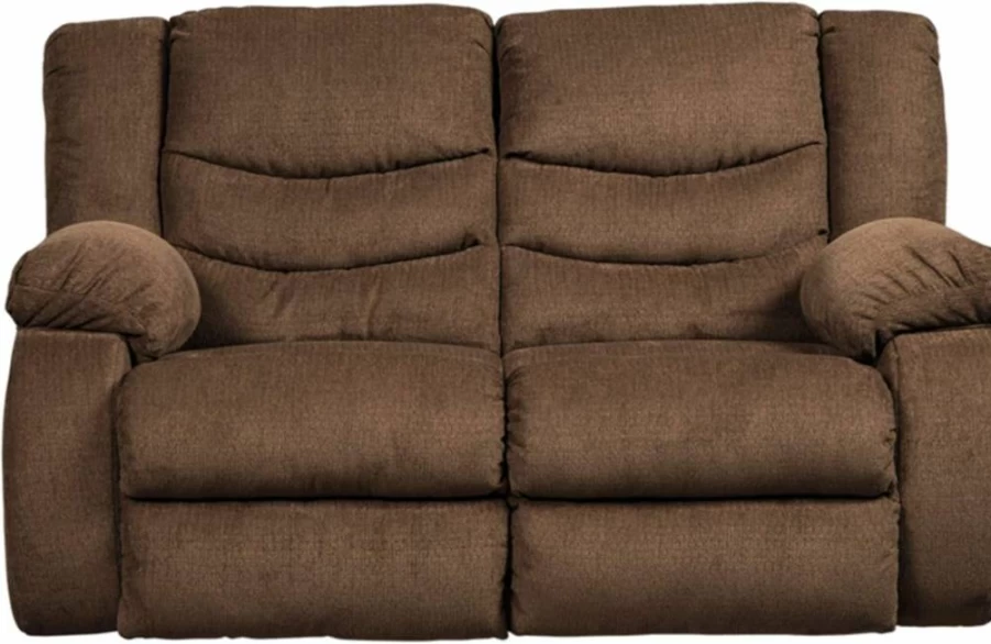 Signature Design by Ashley Tulen Modern Reclining Loveseat with Manual Pull Tab in Dark Gray