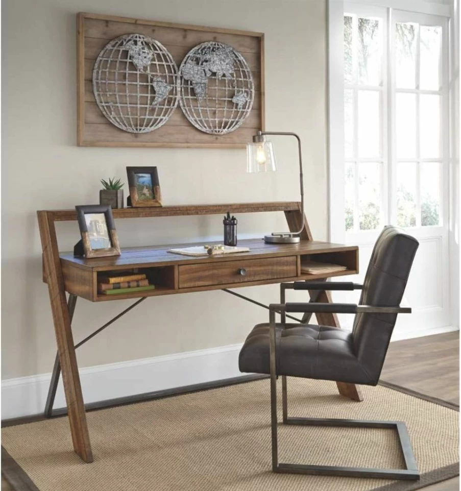 Signature Design by Ashley Starmore Urban Tufted Faux Leather Office Chair Set of 2, Dark Gray Modern Desk Chairs for Home Office