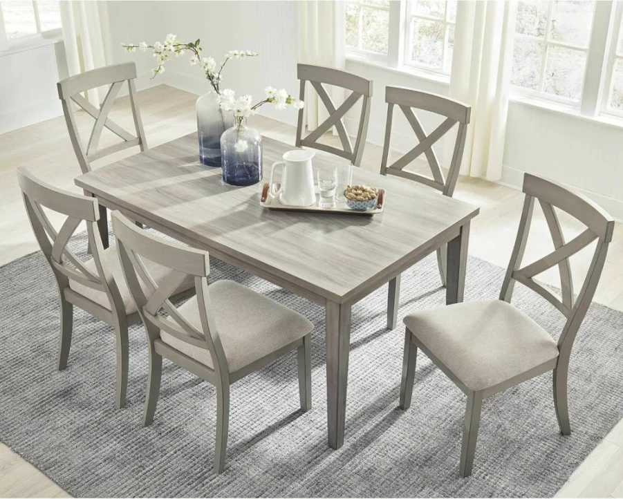 Signature Design by Ashley Parellen Modern Farmhouse Dining Table - Gray Rectangular Kitchen Table for Rustic Home Decor