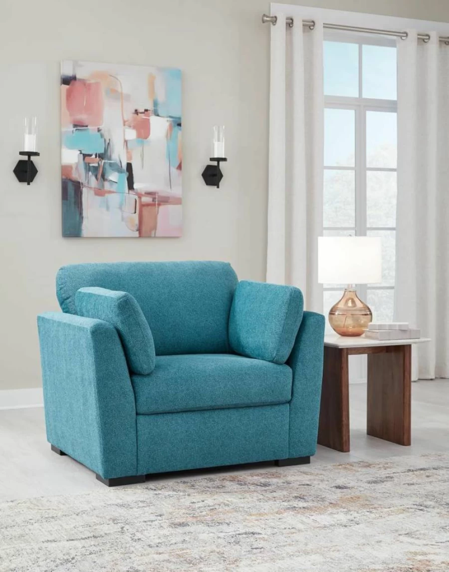 Signature Design by Ashley Keerwick Oversized Scandinavian Upholstered Chair with Bolster Pillows, Yellow Fabric Accent Chair for Living Room