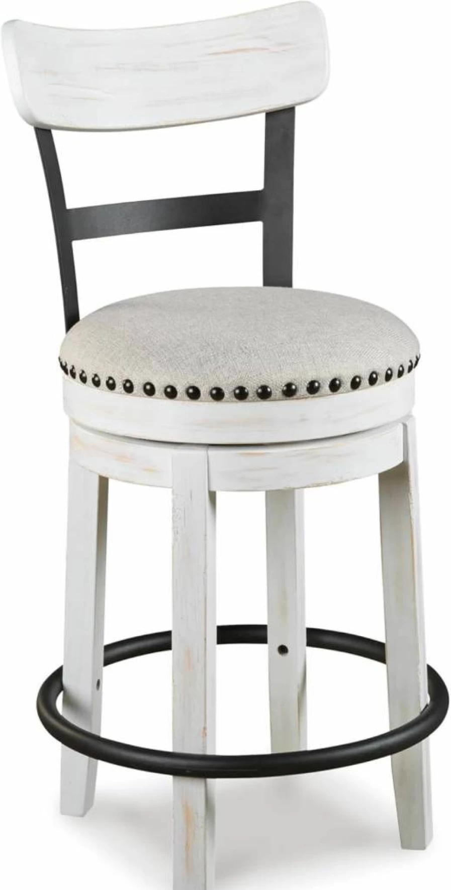 Signature Design by Ashley Caitbrook 24" Swivel Barstool - Farmhouse Counter Height Upholstered Stool in Gray