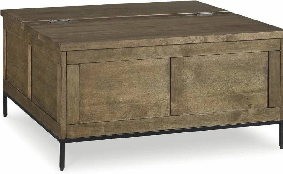 Signature Design by Ashley Torlanta Lift-Top Coffee Table with Storage in Light Brown & Black, Hinged Casual Design