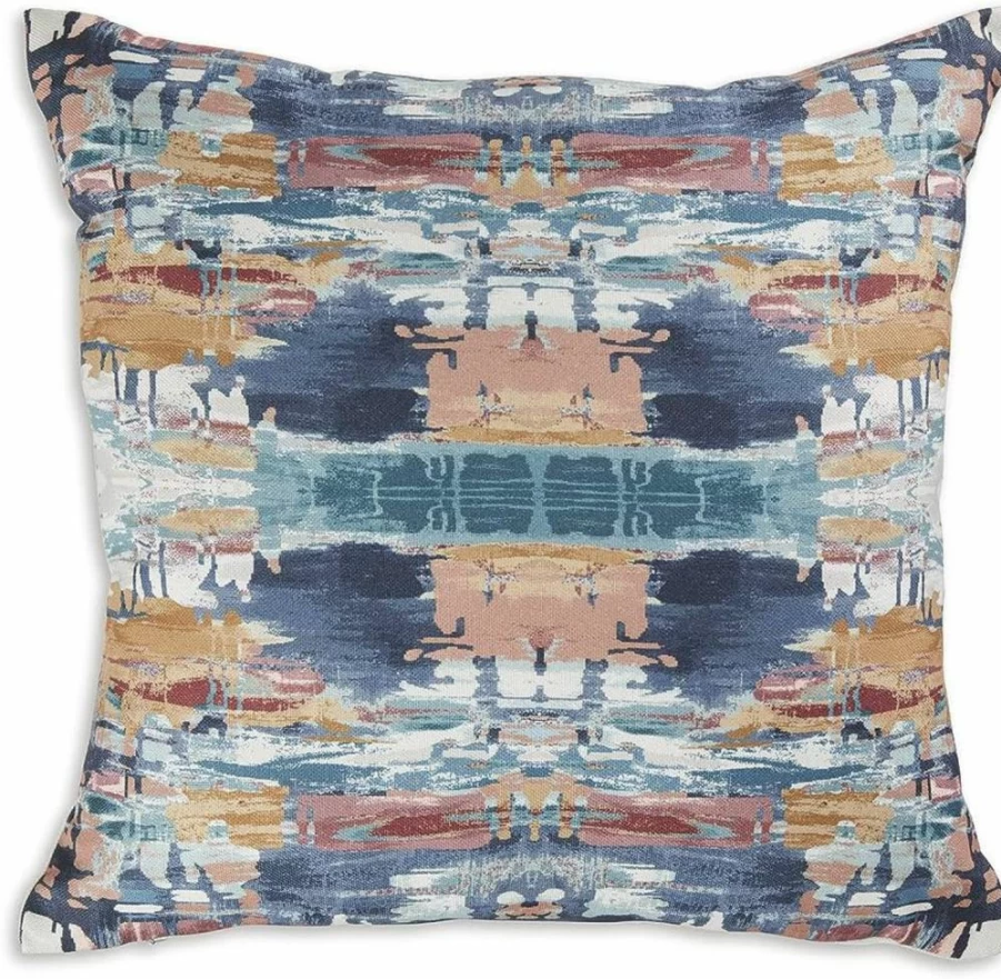 Signature Design by Ashley Kennick Square Decorative Pillow in Blue & Light Brown