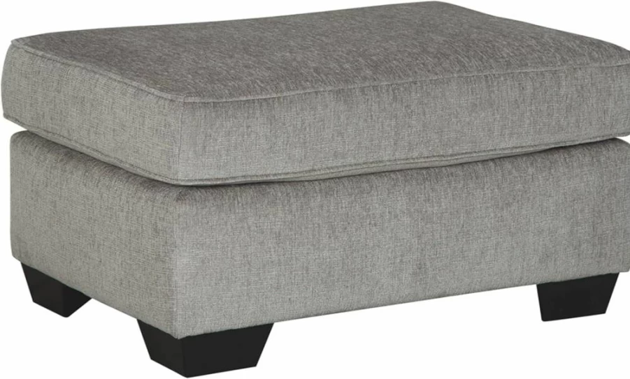 Signature Design by Ashley Altari Modern Square Oversized Ottoman in Light Gray - Stylish Footrest Pouf for Living Room