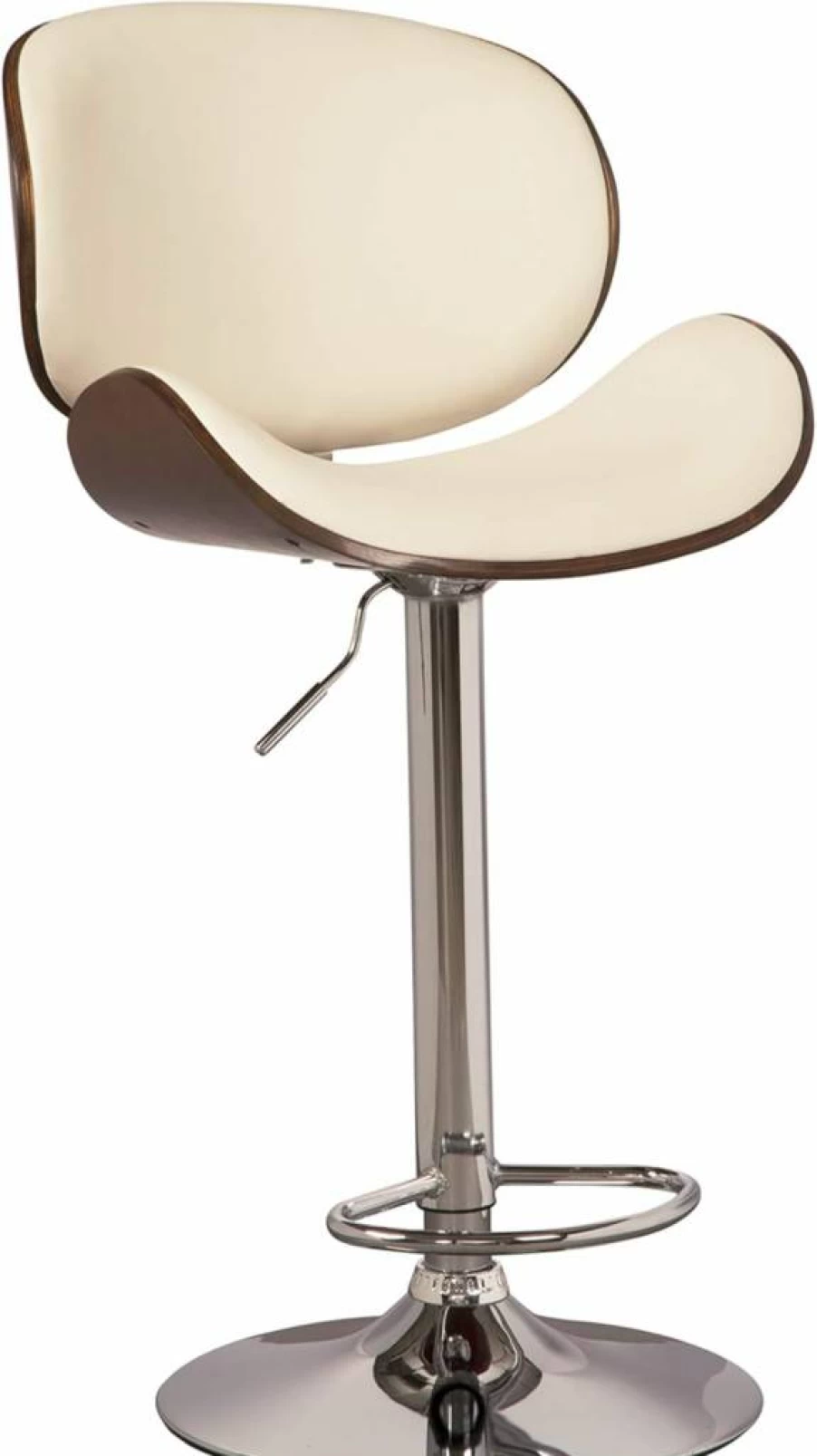 Signature Design by Ashley Bellatier 34" Adjustable Height Modern Curved Bar Stool - Mid-Century Brown & White Counter Stool for Kitchen & Dining