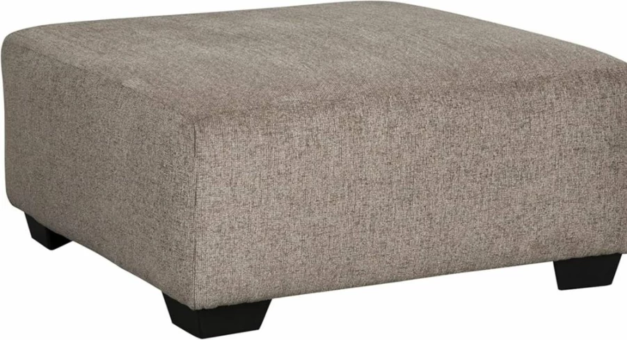 Signature Design by Ashley Ballinasloe Oversized Square Storage Ottoman in Dark Gray – Traditional Style Footstool Bench