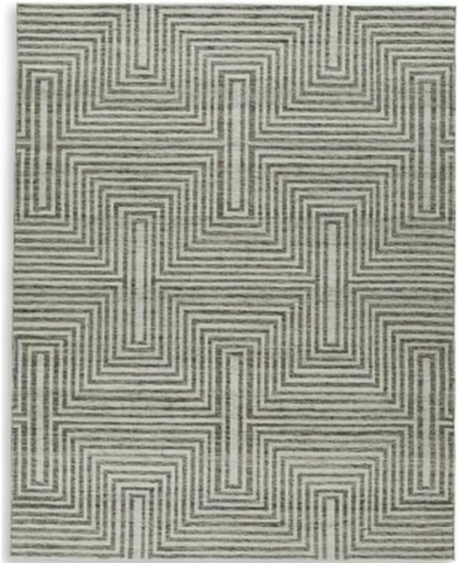 Signature Design by Ashley Jossen Boho Chic 8'x10' Geometric Wool Blend Area Rug in Neutral Beige & Gray for Living Room Decor