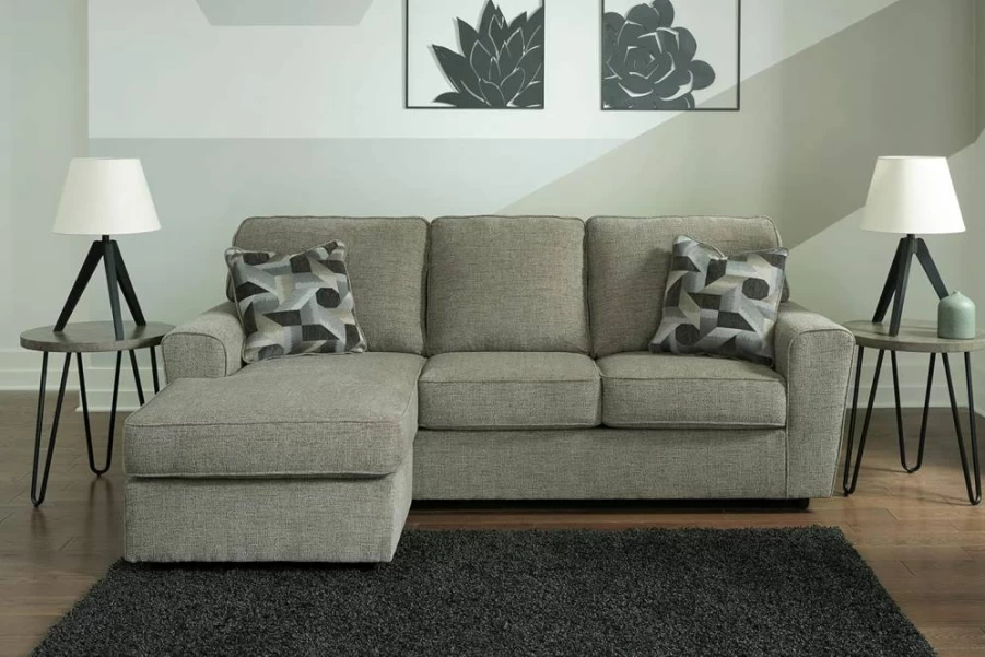 Signature Design by Ashley Cascilla Modern Gray Sectional Sofa with Chaise Lounge, Contemporary L-Shaped Couch for Living Room