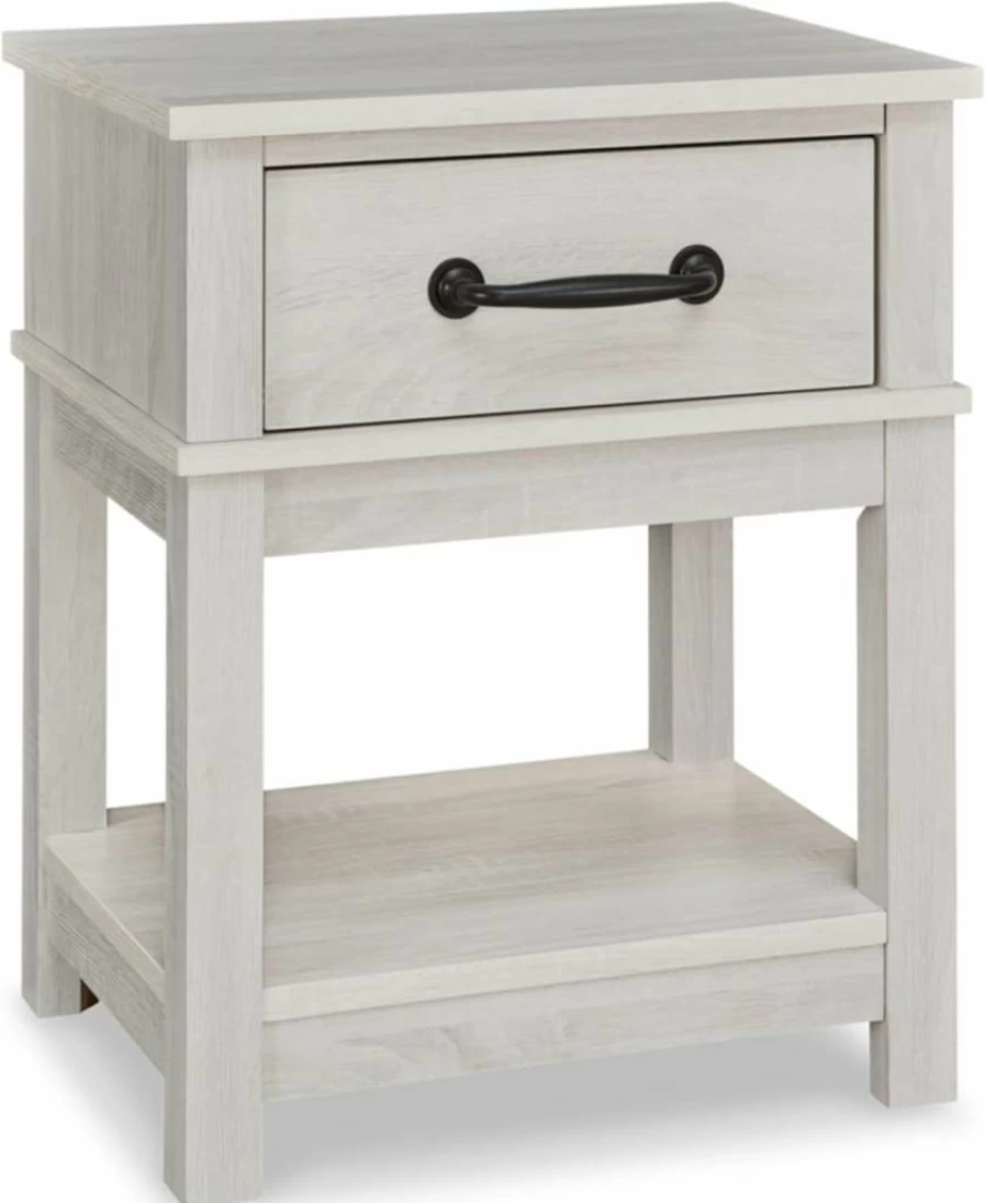 Signature Design by Ashley Dorrinson Whitewash Farmhouse Nightstand with 1 Drawer, 24.13" Height