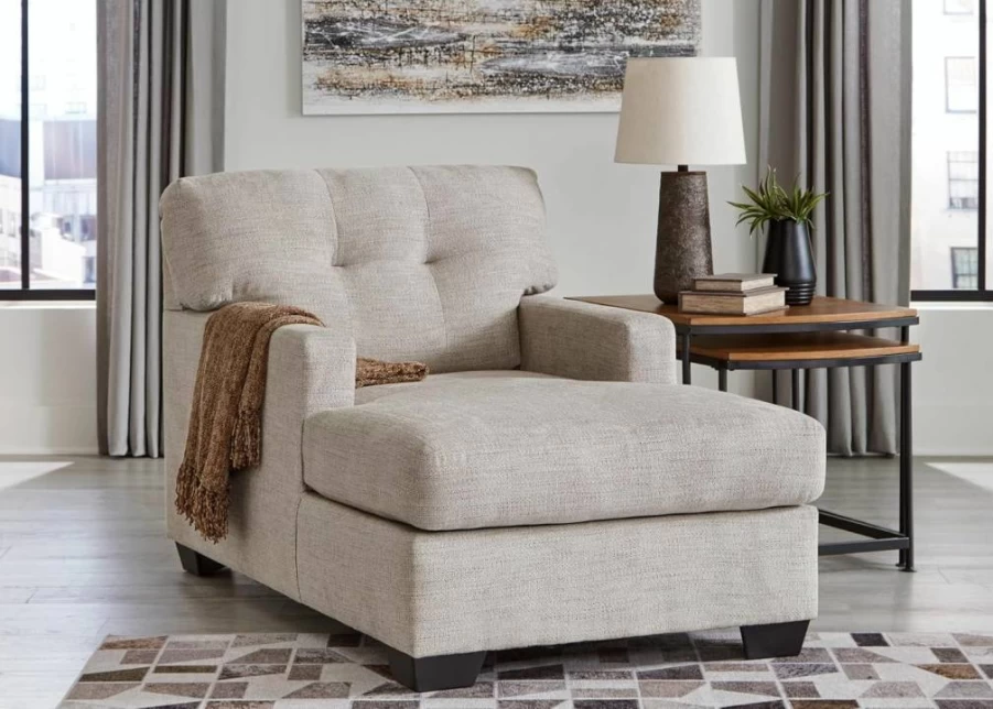 Signature Design by Ashley Mahoney Modern Tufted Upholstered Chaise Lounge in Dark Brown