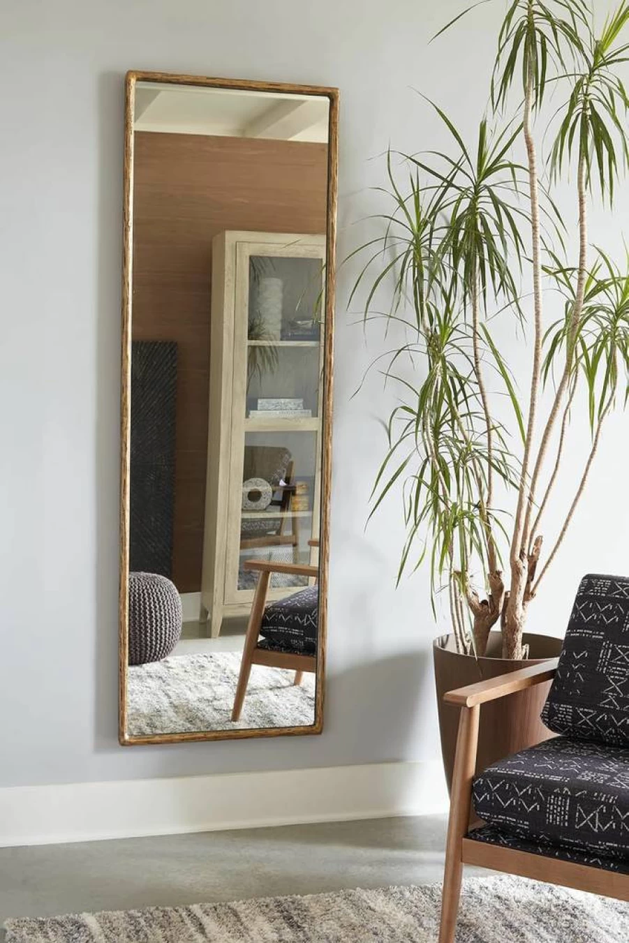 Signature Design by Ashley Ryandale 72-Inch Antique Metallic Aluminum Floor Mirror - Full-Length Rectangular Wall Mirror for Modern Decor