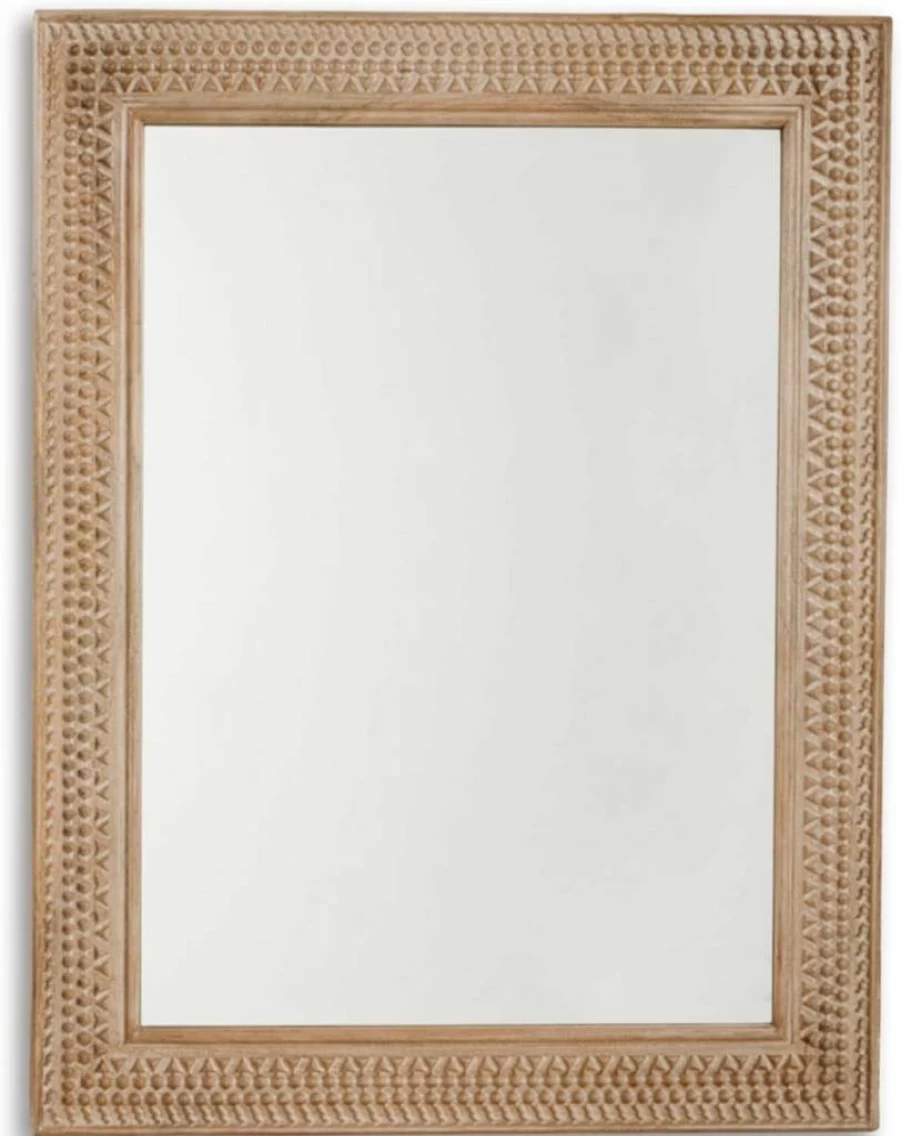 Signature Design by Ashley Belenburg 52" Brown Accent Mirror with Carved Details - Casual Modern Wall Decor