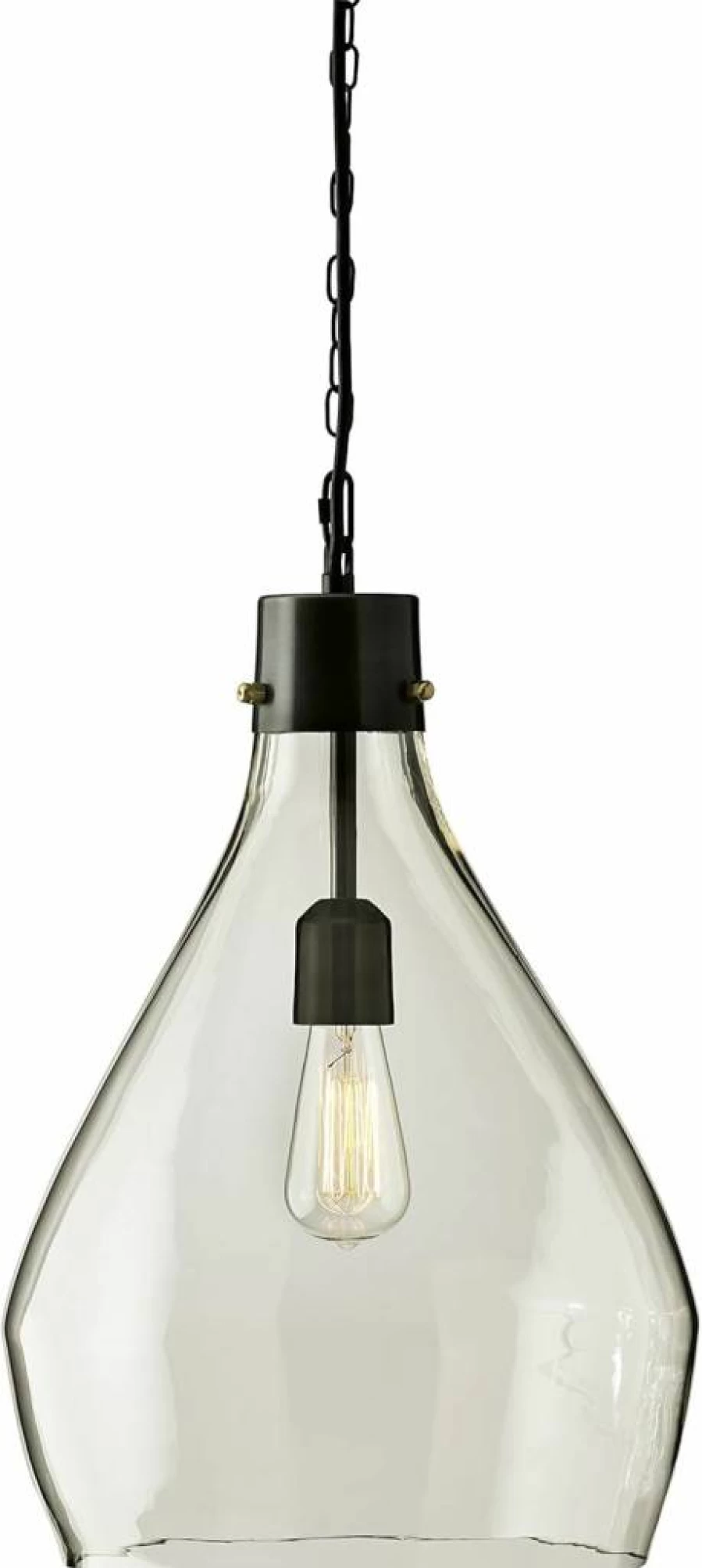 Signature Design by Ashley Avalbane 20.25-Inch Modern Clear & Gray Glass Pendant Light Fixture