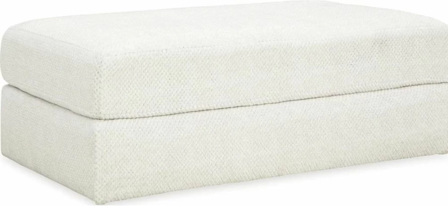 Signature Design by Ashley Karinne Modern Oversized White Upholstered Accent Ottoman with Non-Slip Legs
