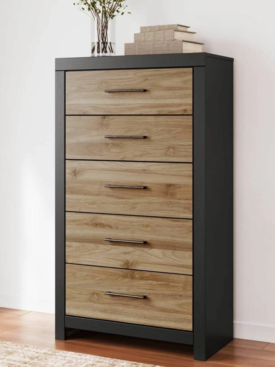 Signature Design by Ashley Cambeck Industrial 5-Drawer Dresser, Whitewash Finish, Safety Stop Feature