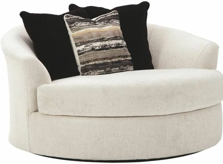 Signature Design by Ashley Biddeford Oversized Swivel Accent Chair with Pillows, Black Upholstered Living Room Furniture