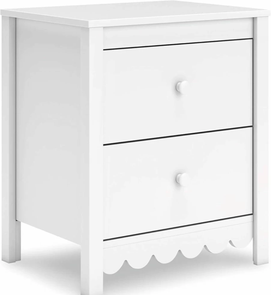 Signature Design by Ashley Battelle Mid-Century Modern Light Brown Nightstand with 2 Drawers & Chevron Pattern, 24.5 Inches Height