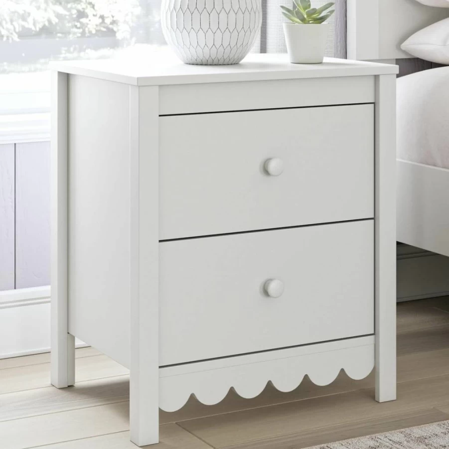 Signature Design by Ashley Battelle Mid-Century Modern Light Brown Nightstand with 2 Drawers & Chevron Pattern, 24.5 Inches Height