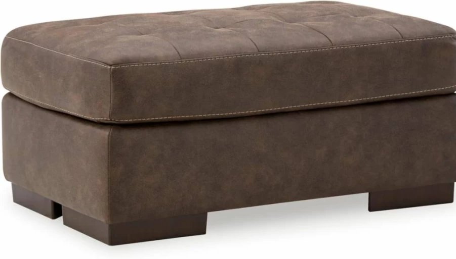Signature Design by Ashley Maderla Dark Brown Square Tufted Oversized Accent Ottoman with Classic Design