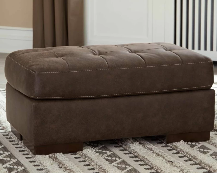 Signature Design by Ashley Maderla Dark Brown Square Tufted Oversized Accent Ottoman with Classic Design