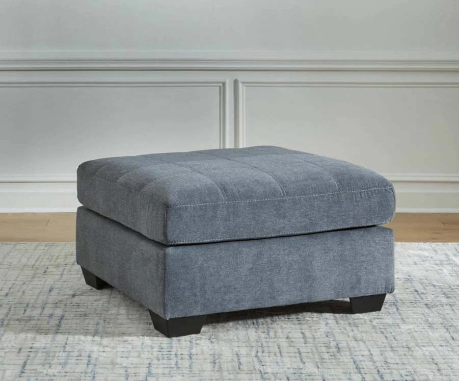 Signature Design by Ashley Marleton Oversized Square Accent Ottoman Upholstered in Blue, Classic Home Decor Footstool